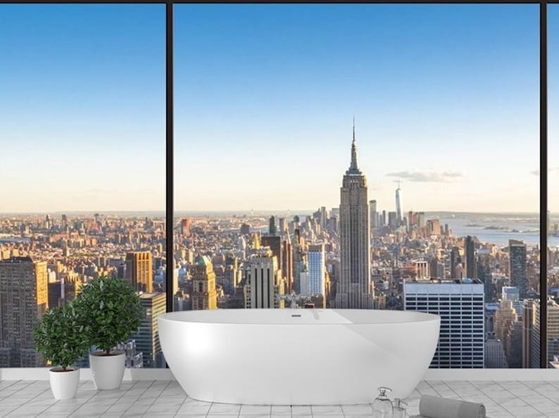 Buy New York City View Peel and Stick Wallpaper Mural, Skyline Nyc Wall