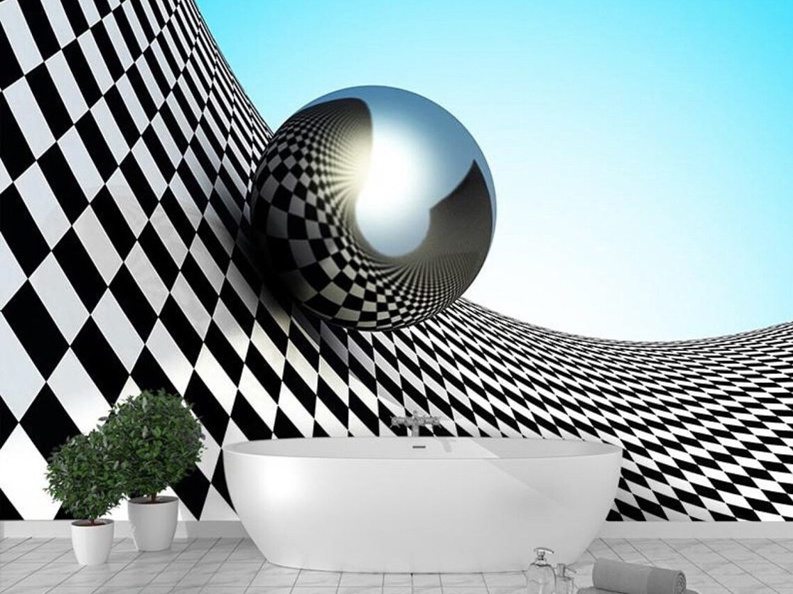 3D Photo Wallpaper Black and White Abstraction 3D Wall Mural | Etsy