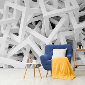Grau Wandpapier 3D Wandbild Art Deco 3D Tapete Geometrische Vinyl Tapete Wandbild Wanddekor Abnehmbare Schlafzimmer Schälen und Stick Tapeten