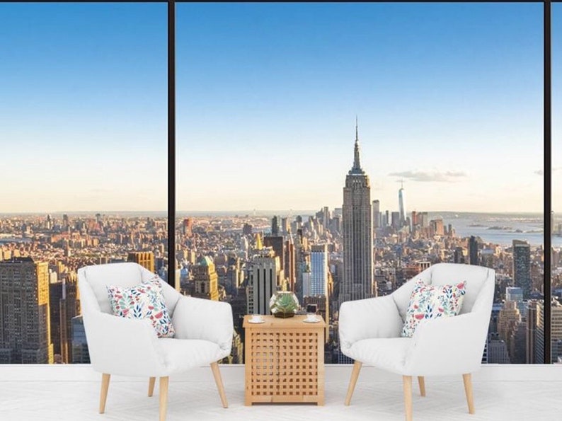 Buy New York City View Peel and Stick Wallpaper Mural, Skyline Nyc Wall
