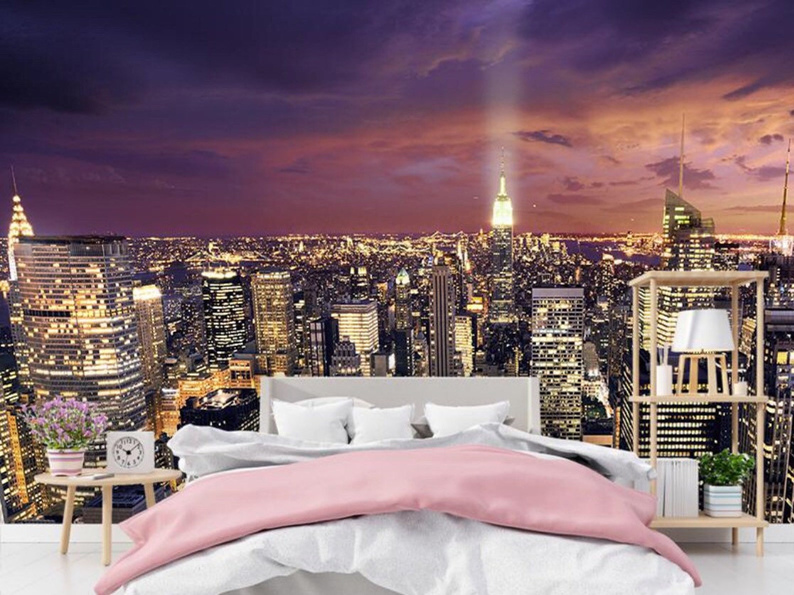 New York City Skyline Wall Mural Peel and Stick Wallpaper Etsy