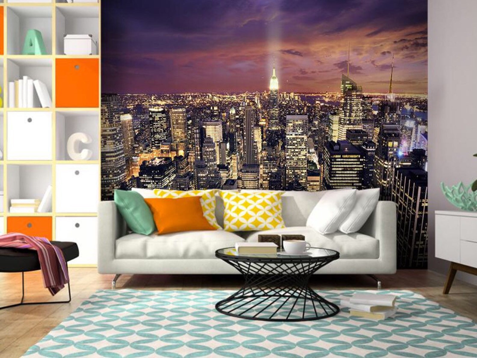 New York City Skyline Wall Mural Peel and Stick Wallpaper Etsy