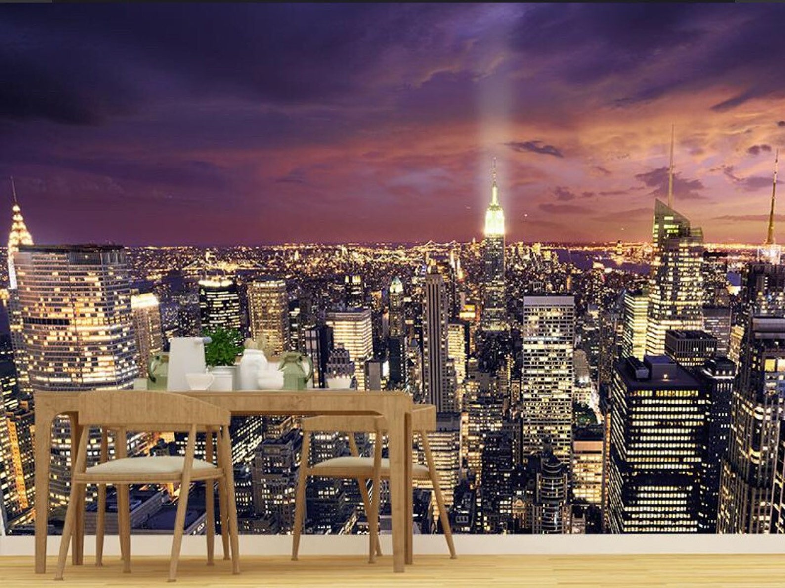 New York City Skyline Wall Mural Peel and Stick Wallpaper | Etsy