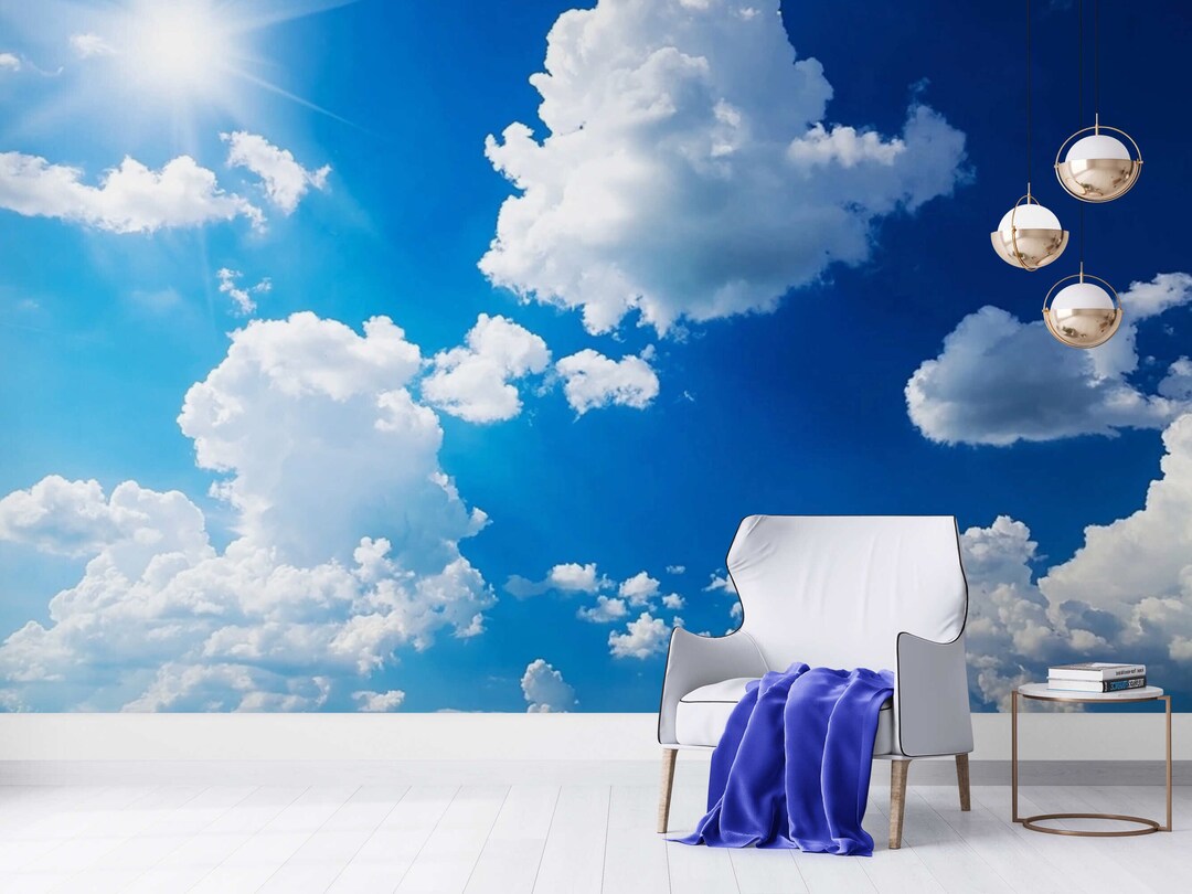 Blue Sky Cloud Wallpaper Mural, Peel and Stick Vinyl - Etsy