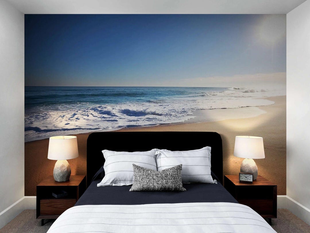 Beach Ocean Wall Mural – Coastal Peel and Stick Wallpaper - Etsy