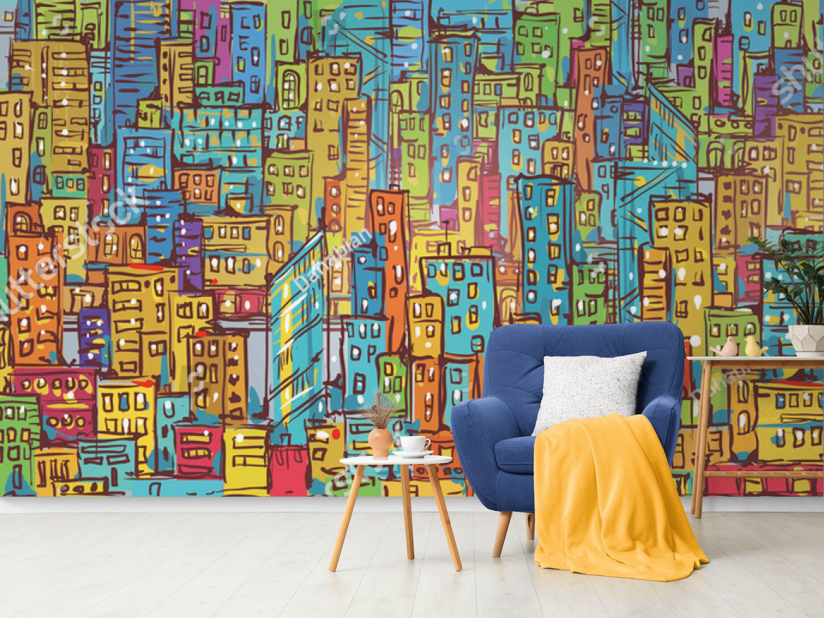 Peel and Stick Graffiti Wall Paper Mural Cartoon Wall Murals Graffiti Wallpaper Kids Wall mural REMOVABLE Wallpaper Photo mural Wall Sticker