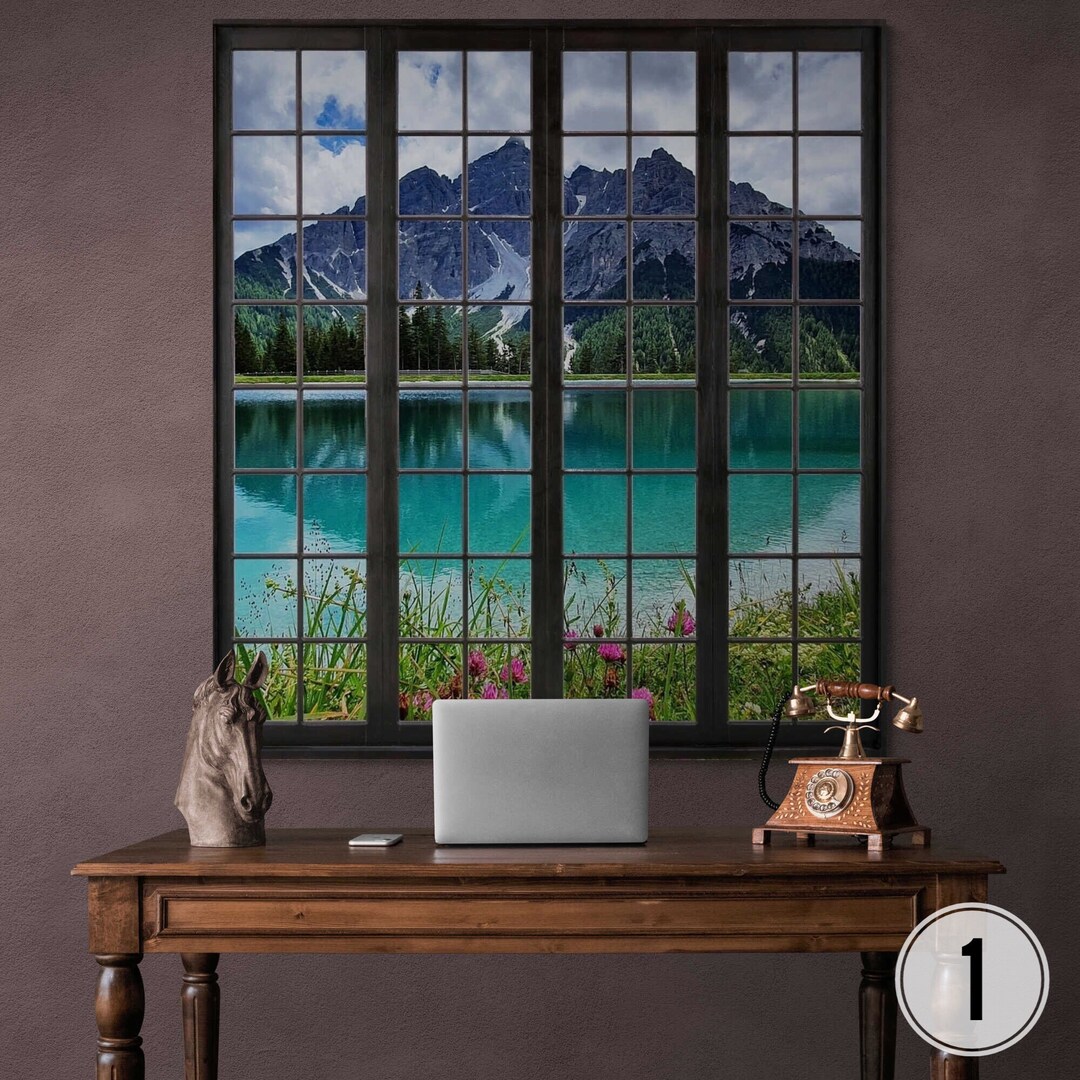 Mountain Lake View Wallpaper Mural, Peel and Stick 3D Wall Decor - Etsy