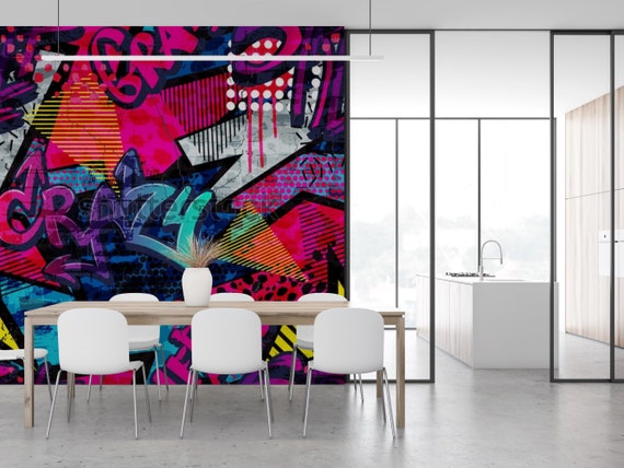 Modern Graffiti Wallpaper Custom Vinyl Wall Covering Graffiti Art Mural Peel Stick Wallpaper for Stylish Wall Design Graffiti Mural Decal - Etsy New Zealand