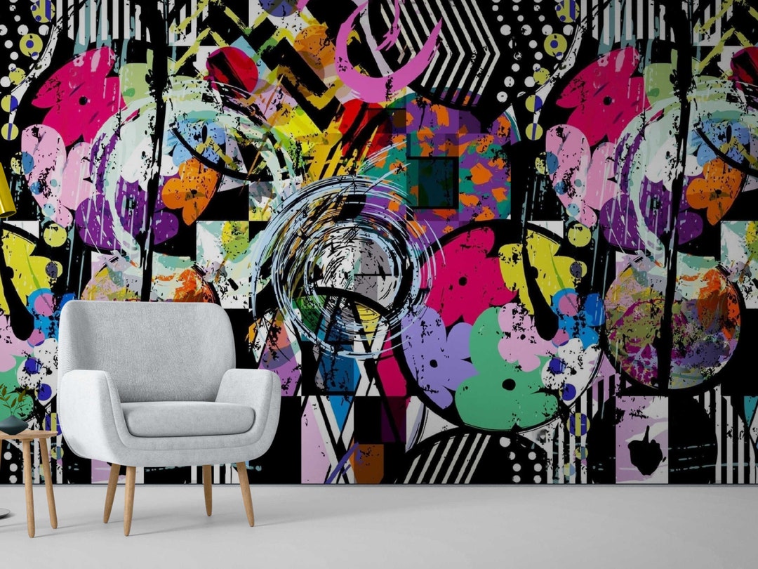 Modern Graffiti Wall Mural Street Wall Painting Peel and Stick Etsy