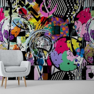 modern graffiti wall mural street wall painting  peel and stick wallpaper graffiti wall paper for bedroom wall design home and living decor