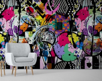 Graffiti Wall Mural, Modern Street Art Peel and Stick Wallpaper
