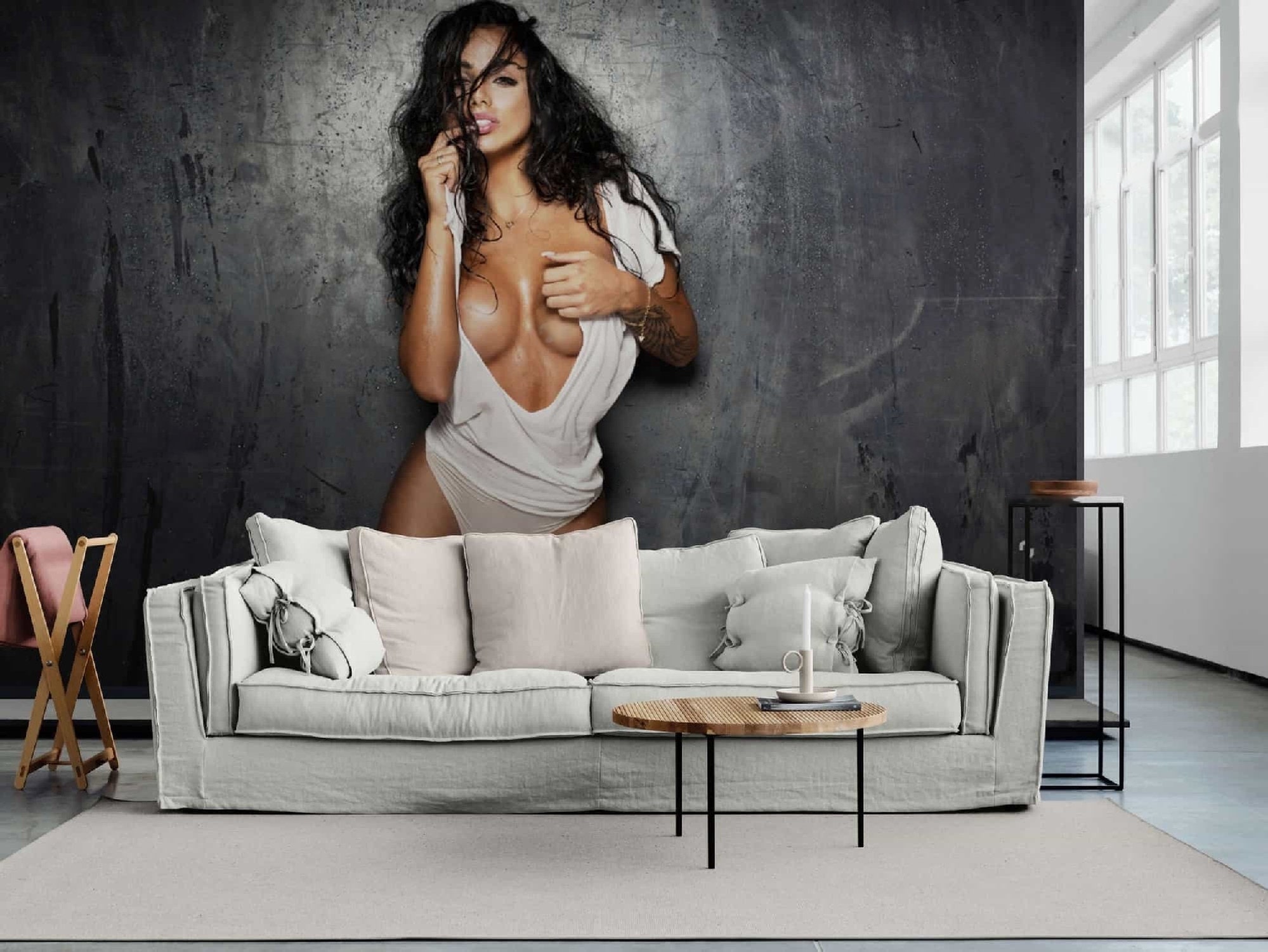 Sexy Girl with BIG Wallpaper Decor peel and stick wall decals stick on wall art wall art wall painting wall decor metal wall art