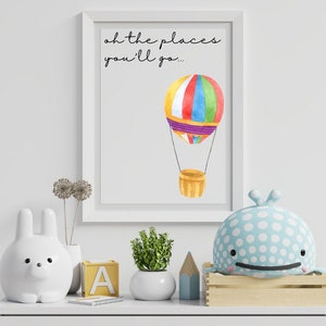Oh The Places You'll Go Printable Wall Art | Digital Download | Nursery, Bedroom, Playroom | Art Print | Dr. Seuss Book | School | Adventure