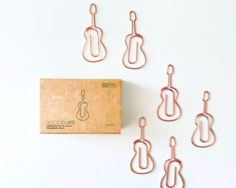 Paper clip guitar rose gold, paper clips, guitar, staple, decorative clip, planner, rose gold, paper clips 15 pieces