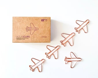 Paper clip airplane rose gold, paper clips, airplane, staple, decorative clip, planner, rose gold, paper clips 15 pieces