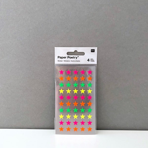 Neon sticker stars, adhesive dots, office stickers, neon stickers, labels