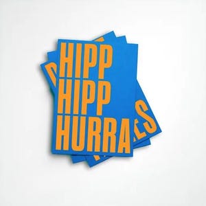 Carte postale HIPP HIPP HURRAY..... Carte A6, néon, carte de vœux, carte de félicitations, déclaration, typographie, design, fabriqué en Allemagne