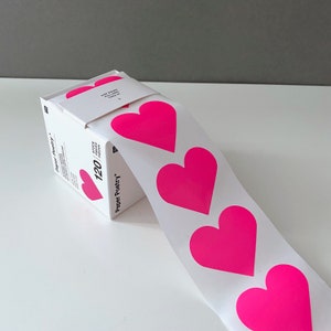 Sticker hearts neon pink, heart stickers neon, stickers, sticker roll, labels, sticker gifts, 120 pieces