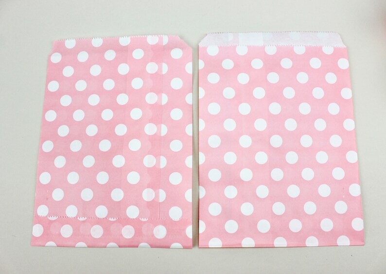 Paper Bags pink white Dots Candy Bar Wedding Pastel Bags birthday Polka Dots give away Candybag