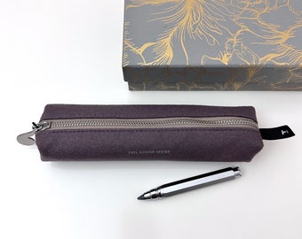 Pencil case mauve, pouch, pencil case wool, school