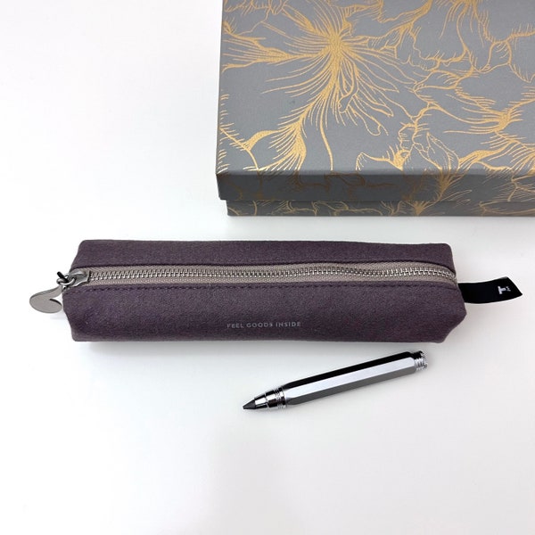 Trousse mauve, pochette, trousse laine, école