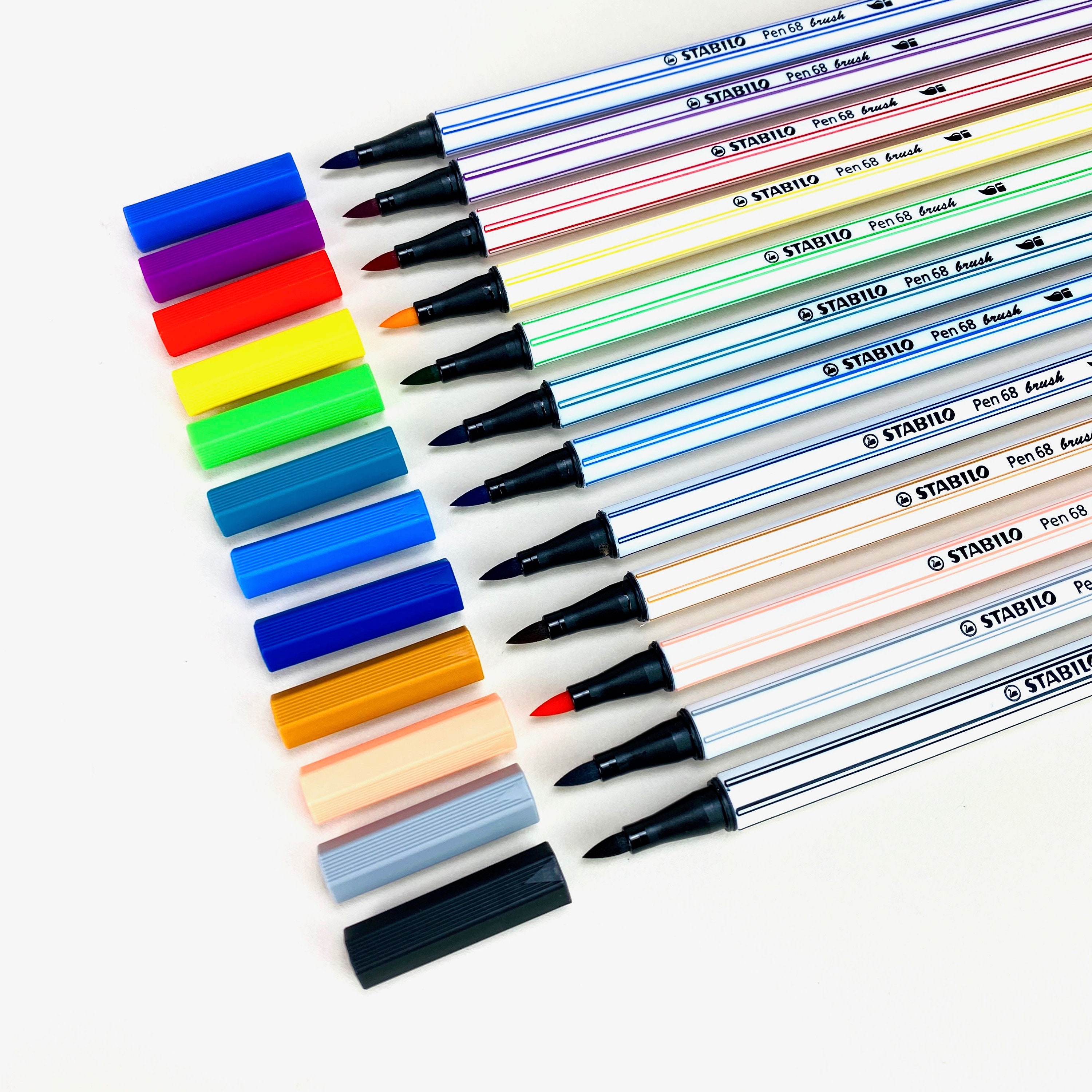 STABILO Pen 68 Brush, Set of 12, Brush Pens, Color, Brush Pen, Colored  Pencils, Stabilo 68 Pens, Colored Pencils -  UK