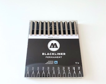 Molotow Blackliner Complete Set, 11 Fineliner, Scrapbooking