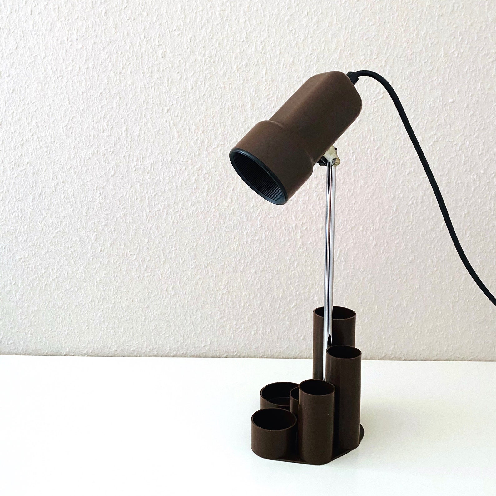 Vintage desk lamp with organizer utensilo pen holder with Etsy