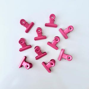 10 office clips pink matte, Boston clip, bulldog clip, paper clip 3 cm, decorative clip, paper clip, binder clips