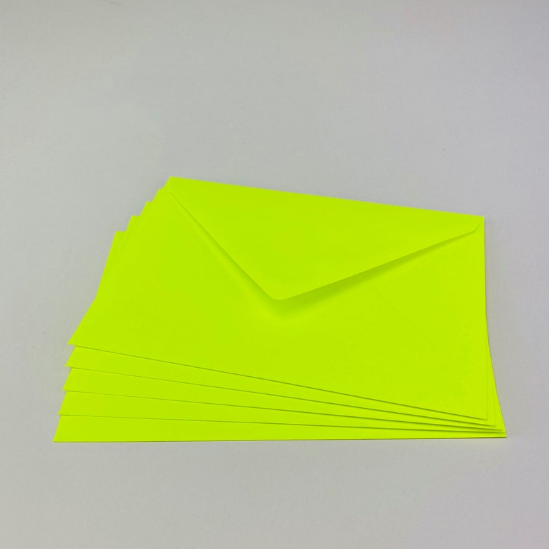 5 Envelopes C6 Neon Yellow Envelope Neon Envelopes Etsy