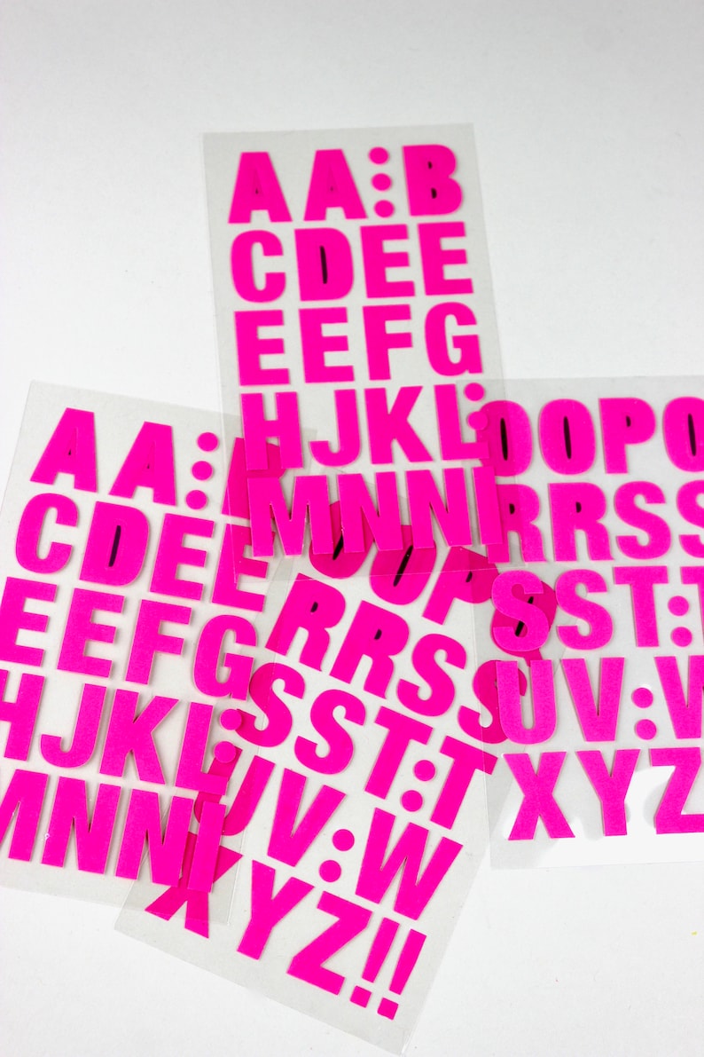 Neon Letters Alphabet Office Sticker Neon Sticker Pink Etsy