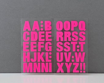 Neon letters alfabet roze, kantoorstickers