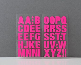 Neon Letters Alphabet Pink, Office Stickers