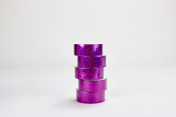 Purple Holographic Tape, 12mm x 33m, Single Rolls, Prismatic Squares,  Decorative Craft Tape, Planner Tape, Hula Hoop Tape