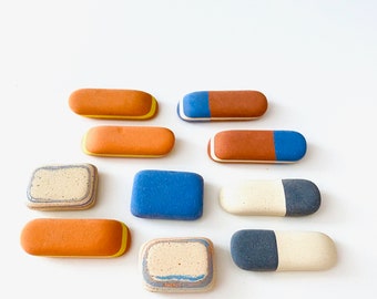 Set of 9 pebble erasers, small erasers, eraser, eraser