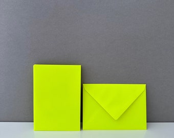 5 enveloppen C6, neongeel, envelop neon, enveloppen, verpakking, uitnodigingskaarten, post, brief, enveloppen, briefpapier