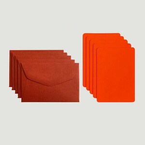 5 biglietti piccoli con busta, biglietti d'auguri, buste, confezione, biglietti d'invito, lettera, arancione neon