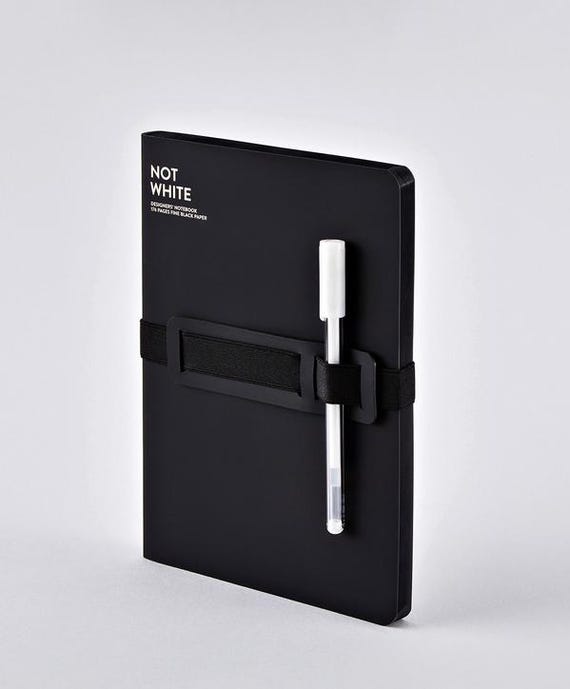 Nuuna Notebook not white, Notizbuch mit schwarzene Seiten, Skizzenbuch mit Gelstift, Flexcover Notizheft blanko,