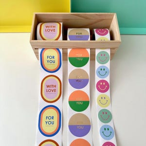 Sticker For You/With Love, Geschenkaufkleber Smile, Aufkleber, Etiketten, Geschenke verpacken, Geburtstag, Party