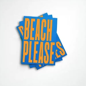 Carte postale PLAGE S'IL VOUS PLAÎT..... Carte A6, néon, carte de vœux, carte de félicitations, déclaration, typographie, design, fabriqué en Allemagne