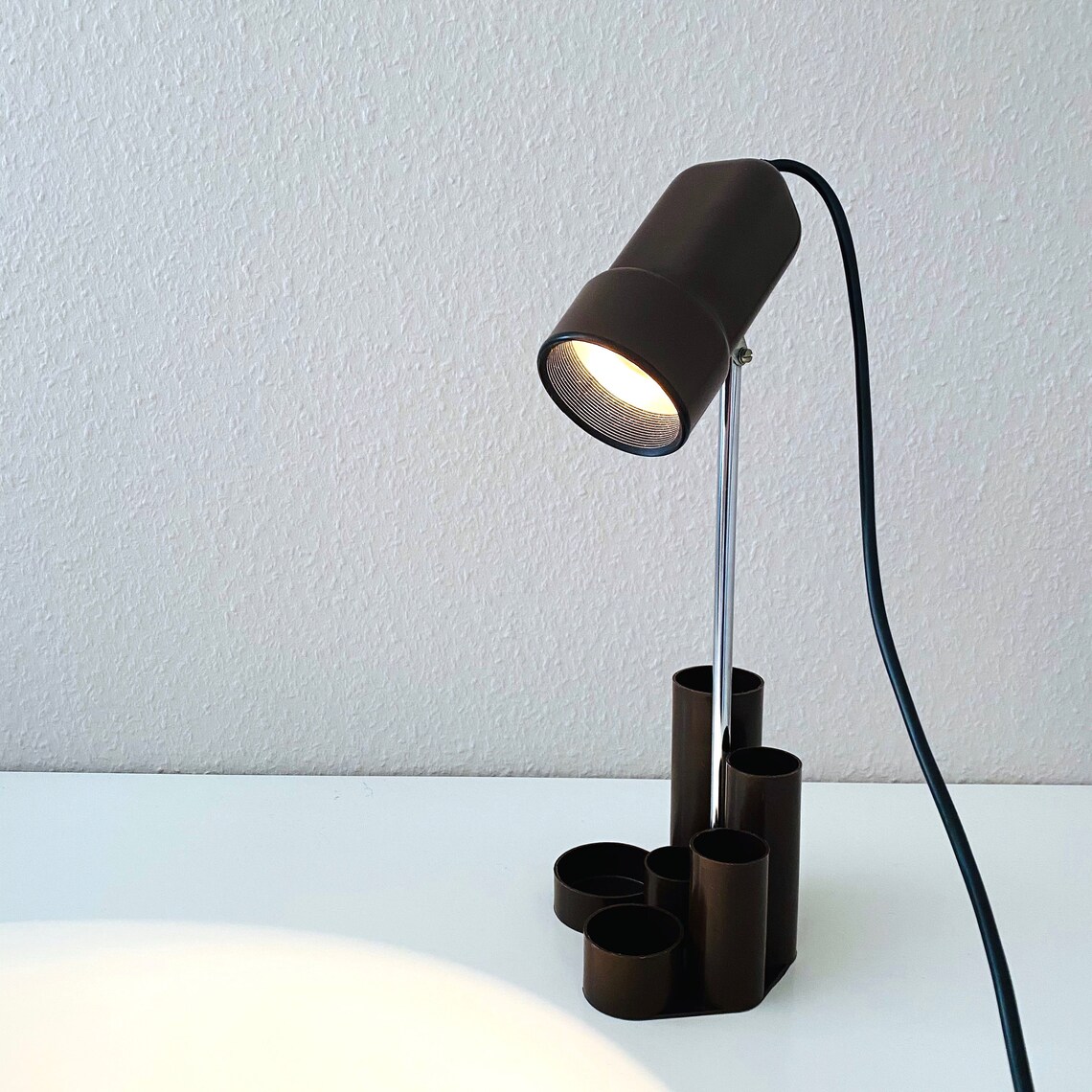 Vintage desk lamp with organizer utensilo pen holder with Etsy