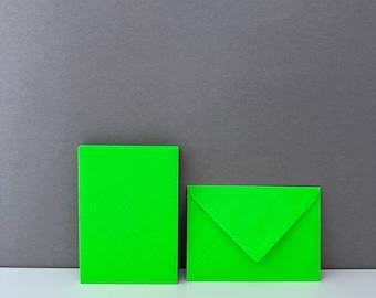 5 Briefumschläge C6, Neongrün, Umschlag Neon, Kuverts, Verpackung, Einladungskarten, Brief, Umschläge