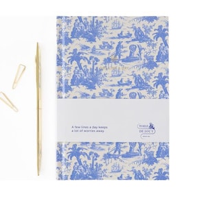 5-Jahres-Tagebuch One Line a Day - Toile de Jouy Blau, Tagebuch, Diary, Dankbarkeitsbuch