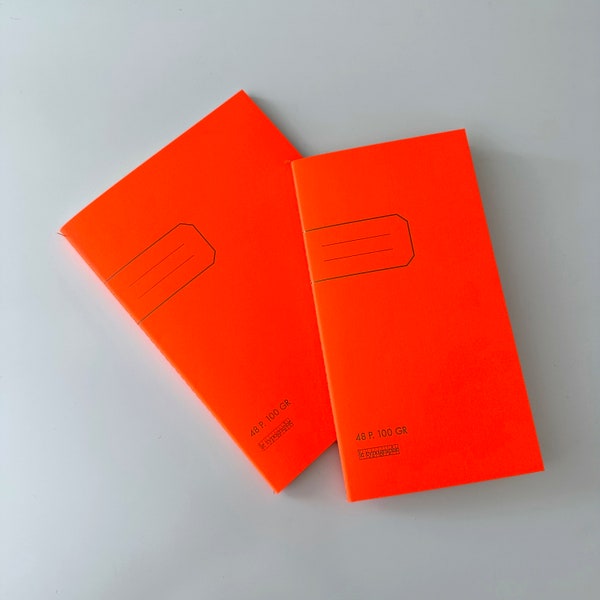 Schreibheft FLUO Orange, DIN A5 + US Format, Notizheft blanko, Schreibtisch, Notizen, office