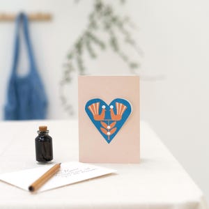 Cuore in biglietto pieghevole, biglietto di Natale, biglietto di auguri con busta, biglietto C6, Buon Natale, Natale scandinavo
