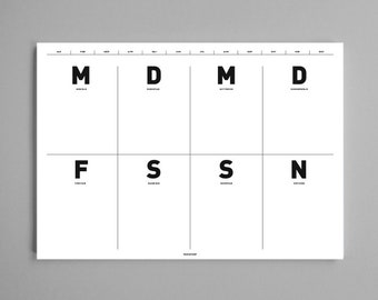 Weekly planner Black & White DIN A4, daily planner, weekly planner, desk, office