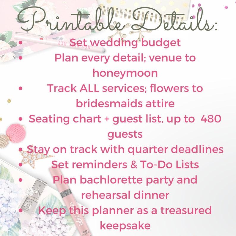 Printable Wedding Planner PDF Letter Size Wedding Organizer Wedding ...