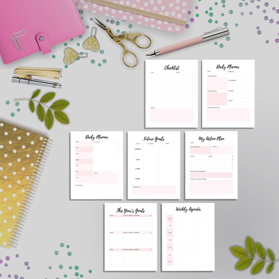 Printable Weekly Planner PDF - Minimalist Weekly Planner - Printable Daily Log - Letter Size Daily Planner - Productivity Checklist pages