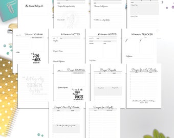 Printable Prayer Journal PDF - US Letter  Size - Half Letter Size - Bible Study Planner - Sermon Notes Planner - Minimalist prayer journal