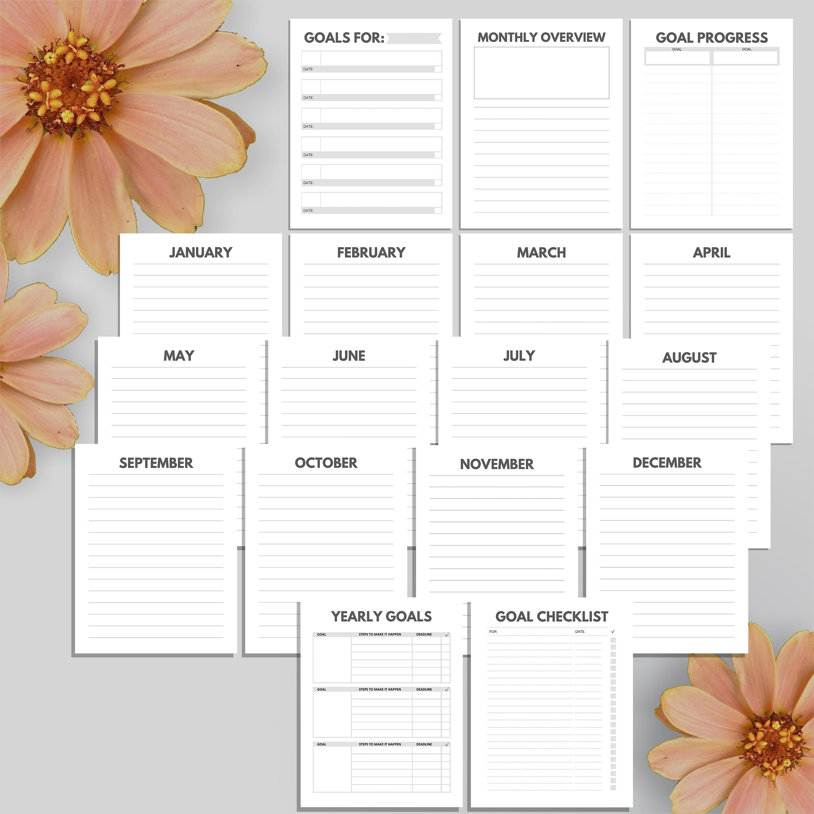 Printable Goal Planner - Monthly Goal Setting Planner - Goal Journal ...